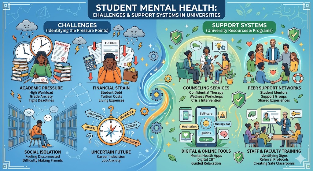 Student Mental Health: Challenges and Support Systems in Universities